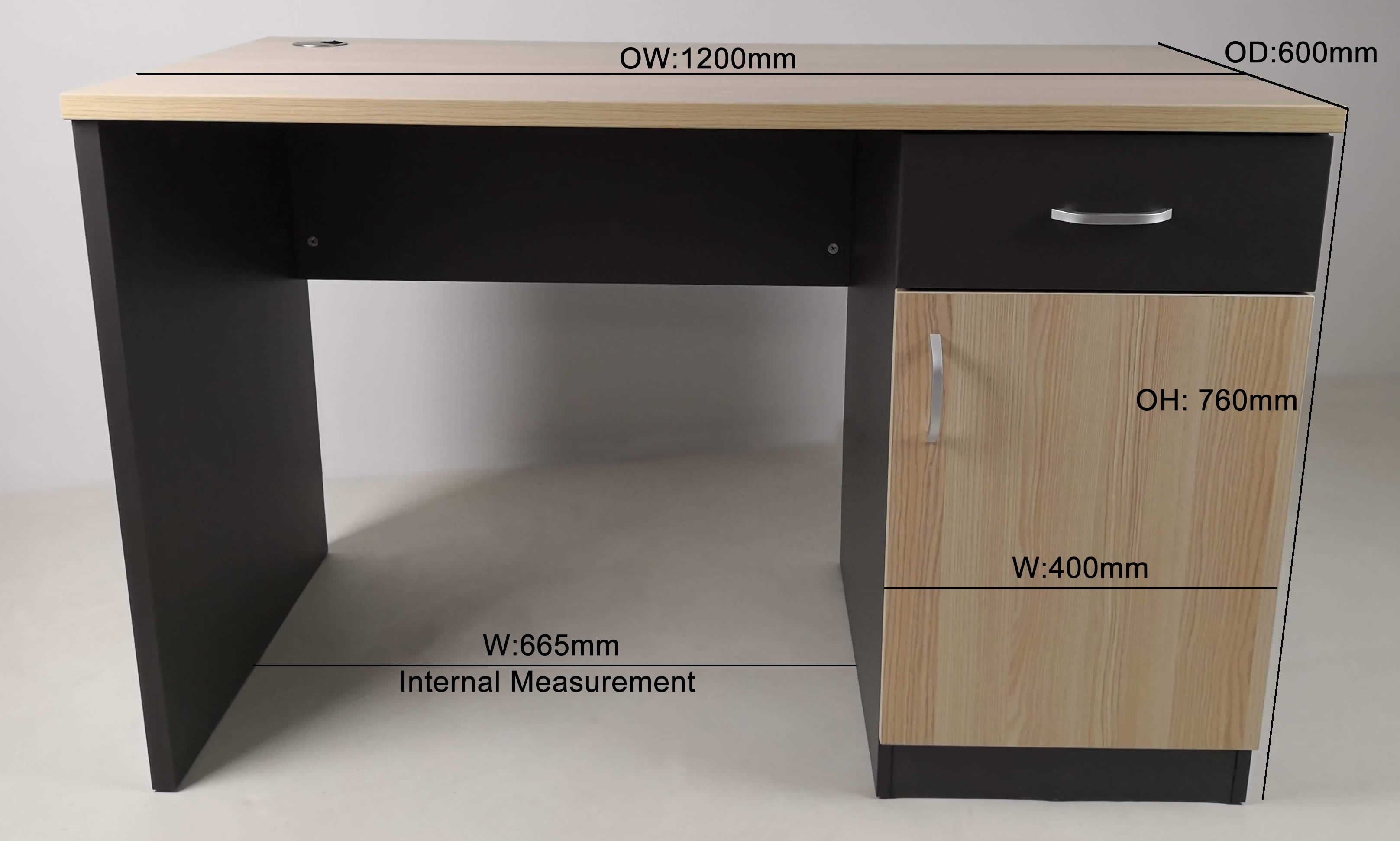 Small Light Beech Office Desk with Built-in Storage - HS005-2